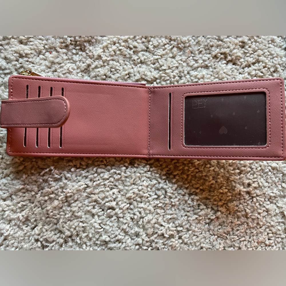 Pink Faux Leather Slim Wallet